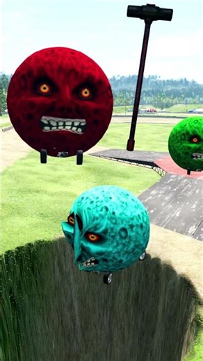 Colourfull Small to Big Monsterball vs Gient Hammer #2 #shorts #carcrashes