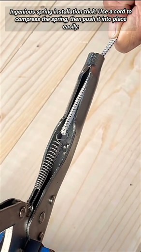 Simple cord easily installs a tough spring into pliers?