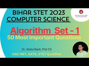 Bihar STET 2023 Computer Science | Algorithm | Important Question & Answers Set - 1 #stet
