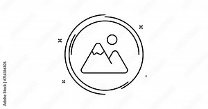 mountains animated outline icon. mountains rotation appearance 4k video animation for web, mobile and ui design