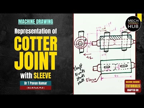 COTTER JOINT {with SLEEVE} (Representation) | Machine Drawing Tutorials | Chapter 08