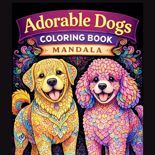 Adorable Dogs Coloring Book Paintable Mandala - Etsy