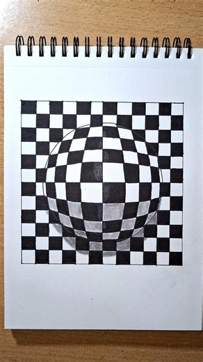 Mesmerizing 3D Sphere Illusion Drawing 😳 | Oddly Satisfying Checkerboard Art