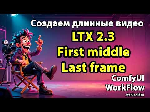 LTX 2.3 First Middle Last Frame. Generation based on the first and last frame.