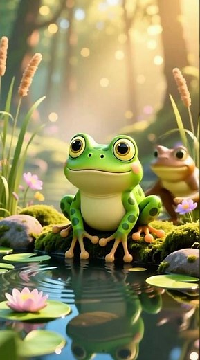🐸 Little frog getting scared in the lake 🏞️ #cuteanimals #youtubeshorts