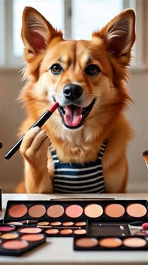 #cutebaby dog doing makeup 💄 #cute #funny