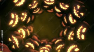 Halloween tunnel background with mysterious pumpkin face tunnel for horror or halloween projects