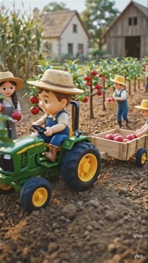 Tiny Workers Harvest Giant Apples | Mini Apple Farming Story 🍎🚜 #ytshorts​ #tractor​ #diy​ #hulk​