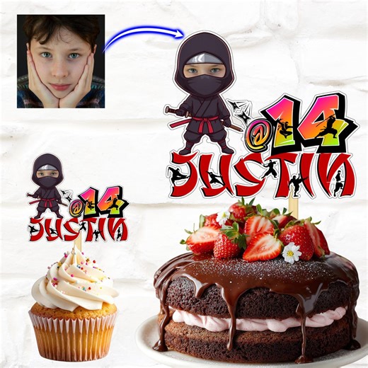 Personalized Cake & Cupcake Toppers Ninja Fighter Martial Arts Theme Birthday Party for Kids Teens Graffiti Hip Hop Party PP35 - Etsy