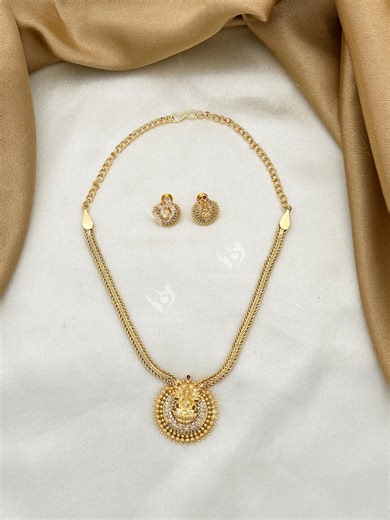 Gold Tone Lakshmi Necklace Set, Indian Bridal Jewelry - Etsy