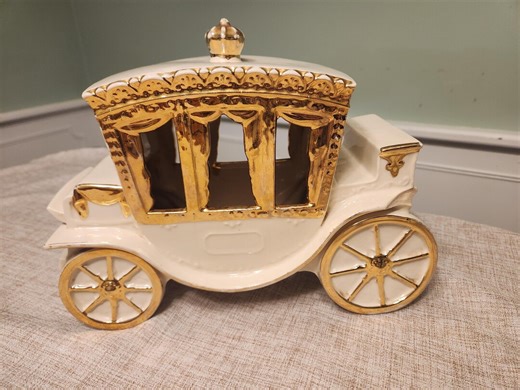 Vintage 1950s Deena China Cream White Cinderella Carriage Coach TV Ceramic Parlor Lamp With 22k Gold Night Light Princess Nursery - Etsy
