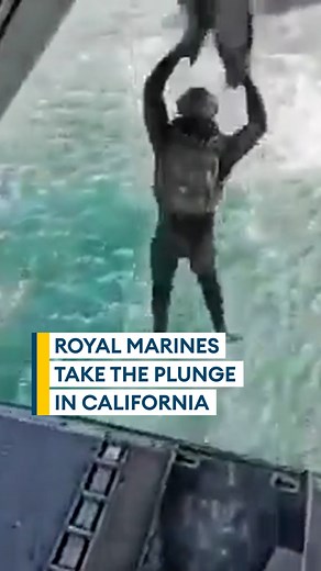 Whatever US Marines do, Royal Marines can too. Whilst in California the soldiers practised jumping from an aircraft into open water. The exercise was part of maintaining a global, high readiness fighting force 🇬🇧🇺🇸🫡 • • • • • • • • #marines #california #UK #USA #openwater #training #rediness #fighting #force #military #armedforces | Forces News