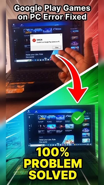 Google Play Games Error on Laptop – Solved! #shorts