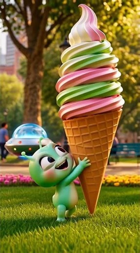 The Cutest Alien Tries Ice Cream 👽🍦 #shorts #alien #cute #funny #viral