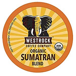 Westrock Coffee Company, Organic Certified Sumatran Blend, Single Serve Coffee Cup, Dark Roast (80)