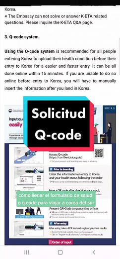 Cómo llenar el Q-code para viajar a Corea del Sur