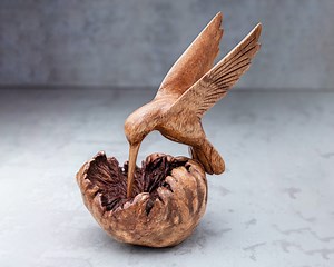 Bird Building Nest Stained Wooden Sculpture Handmade Unique Gift L Home Decoration Wood Carving Handcrafted Home Decor Figurine Accent - Etsy