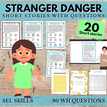 Stranger Danger & Safety Awareness Stories W/ Questions Worksheets SEL Autism