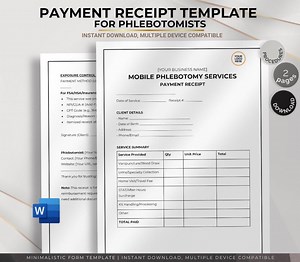 Payment Receipt Template for Phlebotomists, Editable Digital Invoice, Client Billing Document - Etsy