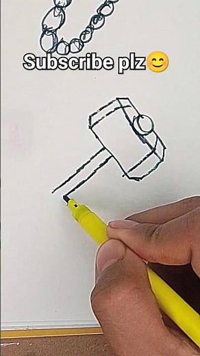 easy drawing for kids 😊#thor #hammer #drawing easy way to draw Thor hammer #avengers #trending