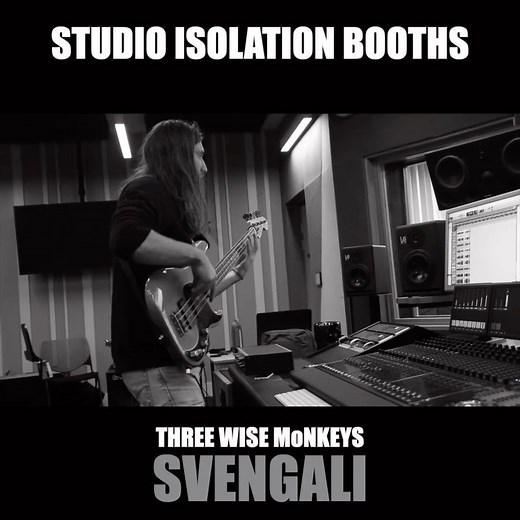 Studio recording in ISO booths. THREE WISE MoNKEYS record at the new UWS studios with the drums and guitars in seperate isolation rooms. #isobooth #isolationbooth #recordingstudios #threewisemonkeys #svengali #instrumental #guitar #drums #bass | Three Wise Monkeys