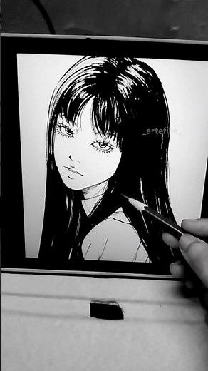 I Drew Tomie Kawakami from Junji Ito 👁️ #shorts
