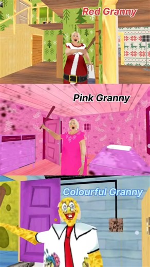 Pink + Red + Colourful Granny = RIP Player 3 😵💥 #shorts #shortsfeed #gaming