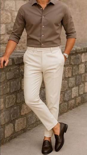 Beige Pants Outfit Ideas for Men | Perfect Shirt Combos #colourcombination #shortvideo #short