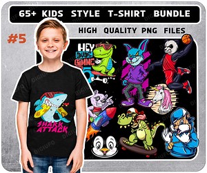 Kids Cartoon T-shirt PNG Clipart Bundle (digital Download) - Etsy