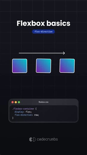 Riya 🙋‍♀️ | HTML CSS JavaScript ‼️ on Instagram: "Go back to basics with this flexbox tutorial where we cover some of the flex-direction and justify-content properties Do you use flexbox? . . Post By @thecodecrumbs . . #css #flexbox #coding #frontend #webdeveloper #learncss #cssgrid #tailwind #webdev #webdevelopment"