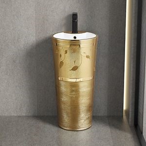 [Hot Item] Pedestal Round Vanity Design Washing Hand Gold Pedestal Wash Basin 301LG