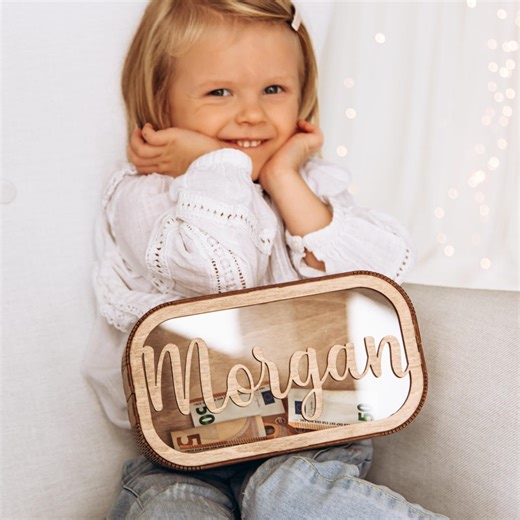 Personalized Wooden Coin Bank: Custom Kids Savings Box - Etsy