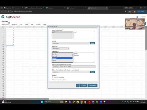 Finding Measures of Center Using Statcrunch