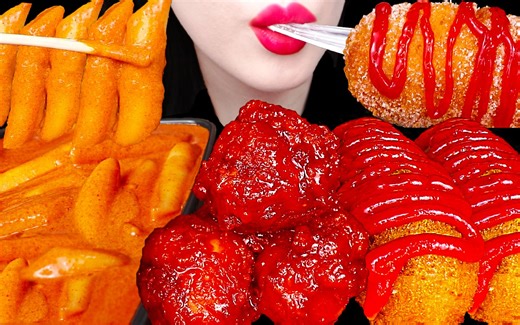 Jane ASMR FRIED CHICKEN, SPICY RICE CAKE, HOT DOG EATING