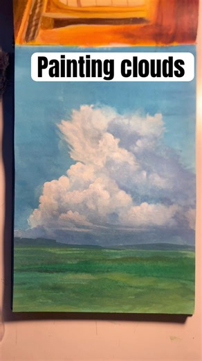 Painting cumulonimbus clouds! ☁️#artjournal #acrylic #artreel #easy #painting #magazinepaperrcrafts