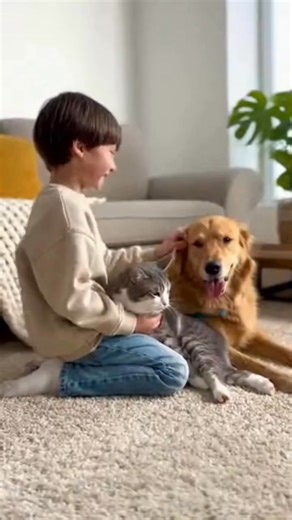 "Boy, Dog & Cat — A Cute Little Family" | PK Studios