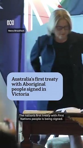 Australia's first treaty with Aboriginal people has been signed and formalised as law. It follows nearly a decade of consultation and negotiation between the Victorian government and Indigenous leaders. More details: https://ab.co/4nUtPAa Choose your news on the ABC NEWS app and stay in the know: https://ab.co/abcnewsapp | ABC News