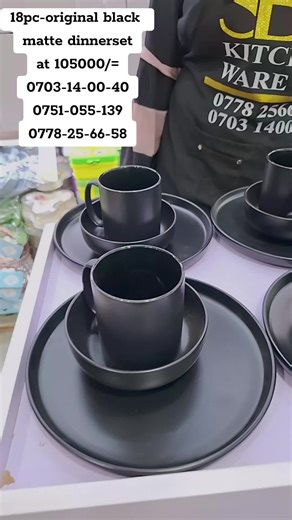 105000/=18-pc original sleek modern dinnerware with a non-reflective made from durable materials like procelain,stoneware 6pcs dinnerplates 6pcs soup bowls 6pcs tea cups #goviral #fypppppppppppp #sbnkitchenware
