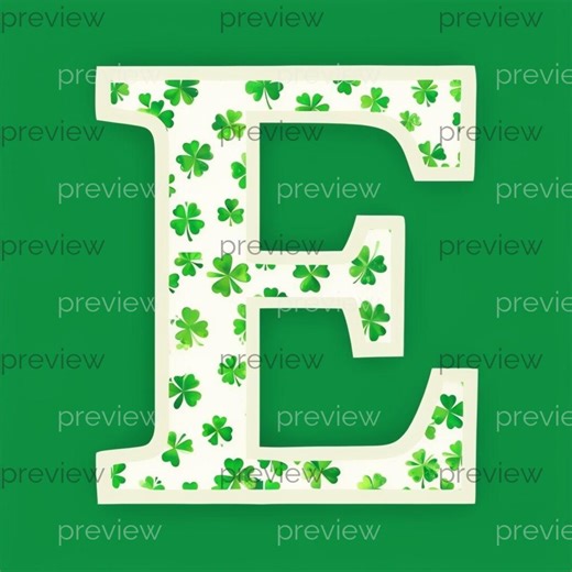 Festive Green Letter E With Shamrocks for St. Patrick's Day - Printable Digital Art Instant Download - Etsy