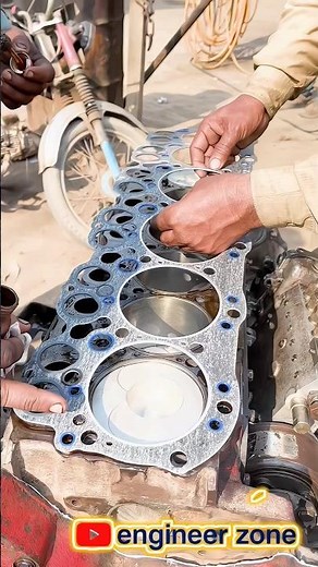 ⚙️ Perfect Head Gasket Installation on Heavy Diesel Engine 🔥 Satisfying Mechanic Work #shorts
