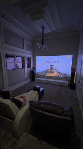 Dennis Anca on Instagram: "Big screen Home Theatre Magic! 🍿 @valeriontech_global This is my new 150” Home Theatre featuring the Valerion Vision Master Pro 2! It brings the cinema expierience home with 4K Triple Laser Projection and I am blown away with the picture. 🤯 Playing Ghost of Yotei for the first time on this screen was Next Level, the gameplay was smooth and the picture was vibrant & colourful! 🔥 At nighttime, the picture quality is incredible, I’m really impressed with the deep contr