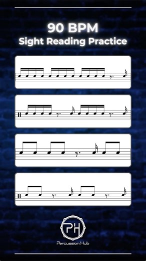 Intermediate Drum Reading Challenge | 90 BPM Rhythm Exercise | Sight Reading Practice