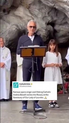 Famous Catholic opera singer Andrea Bocelli prays the Rosary at the Sanctuary of Our Lady of Lourdes
