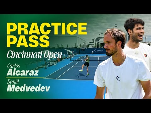 Carlos Alcaraz plays a practice set with Daniil Medvedev at the 2025 Cincinnati Open | Practice Pass