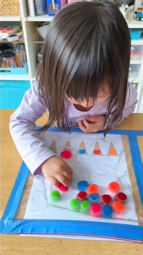 How to Make a DIY Mess-Free Sensory Bag for Toddlers | Ice Cream Color Match #kids #art #viral