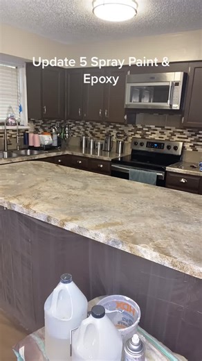 Spray paint countertops #kitchen #kitchenremodel #countertop #foryou #foryoupage
