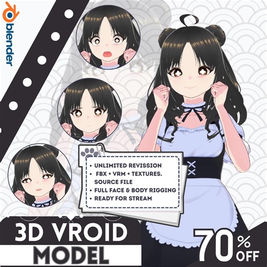 Custom 3D Vroid Model Commission for Streaming | Vtuber Avatar Creation | Convert Live2d to 3D Vroid, Unity, VRM & Vrchat - Etsy