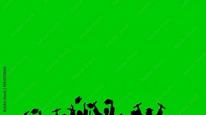 animation of graduation celebrations from school, college, with a green screen background