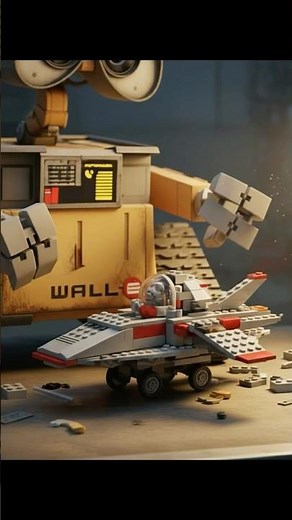 WALL-E building a tiny Lego spaceship #lego #walle #robot