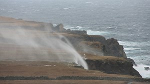 Wild video of water flowing backwards up a waterfall